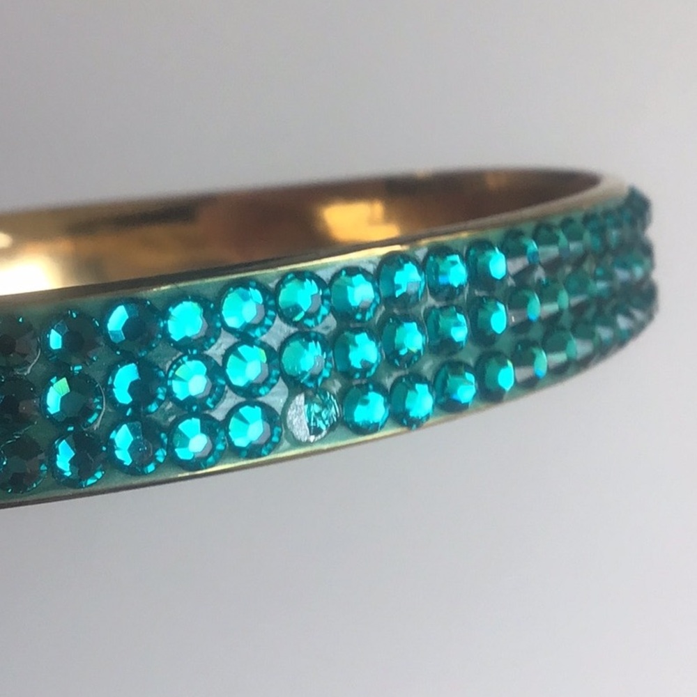 Kate Spade Gold and teal turquoise jewel rhinestone Crystal bangle Bracelet - Picture 12 of 16